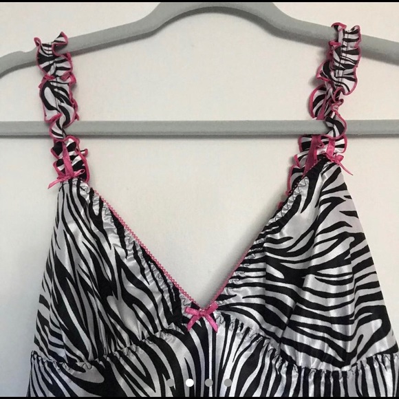 Pretty Zebra print pink lined y2k intimates dress sexy fit - Picture 3 of 6
